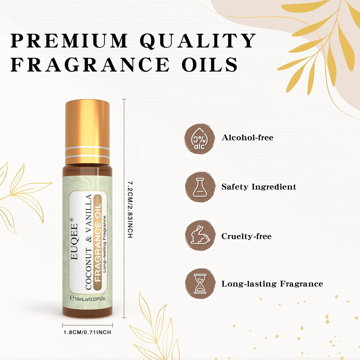 Blushimmer EUQEE 10ml fragrance oil roll-on with La Vie Est Belle, CHANCE, J'adore, Cotton, Strawberry, Mango scents for men and women.