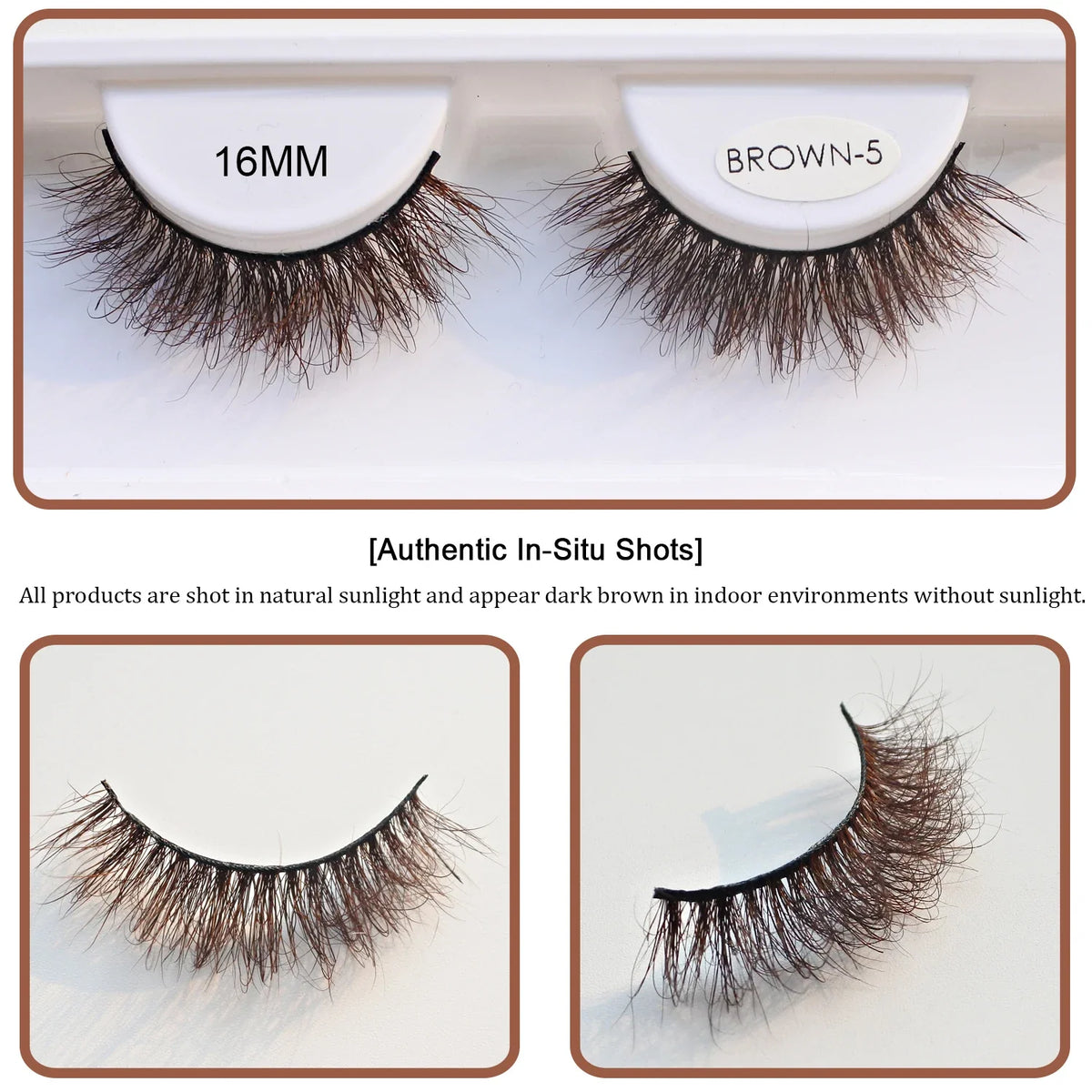 Red Siren Blushimmer brown fluffy mink lashes with soft, luxurious strip design, perfect for natural or cosplay makeup looks.