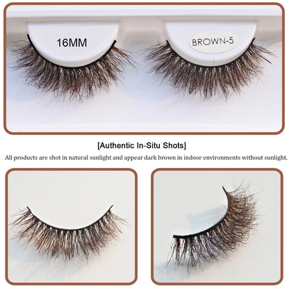 Red Siren Blushimmer brown fluffy mink lashes with soft, luxurious strip design, perfect for natural or cosplay makeup looks.