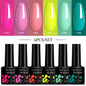 LILYCUTE 6Pcs/Set 7ML Gel DIY Nail Polish Bright Pink Semi Permanent Soak Off UV LED Gel Varnish Nail Art Design Manicure Kit