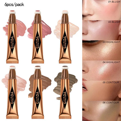 Blushimmer Young Vision air cushion powder blusher stick in high gloss liquid rouge, available in 6 colors.