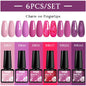 Blushimmer MTSSII 6-pack red gel nail polish set with sparkly, shiny finish for LED UV nail art and manicure supplies.