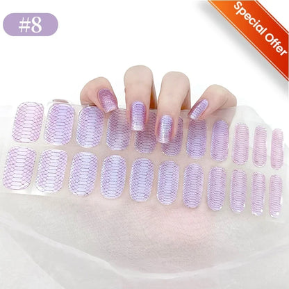 Blushimmer gradient French semi-cured gel nail sticker set with full cover nail wraps for manicure, UV lamp needed, press-on style.