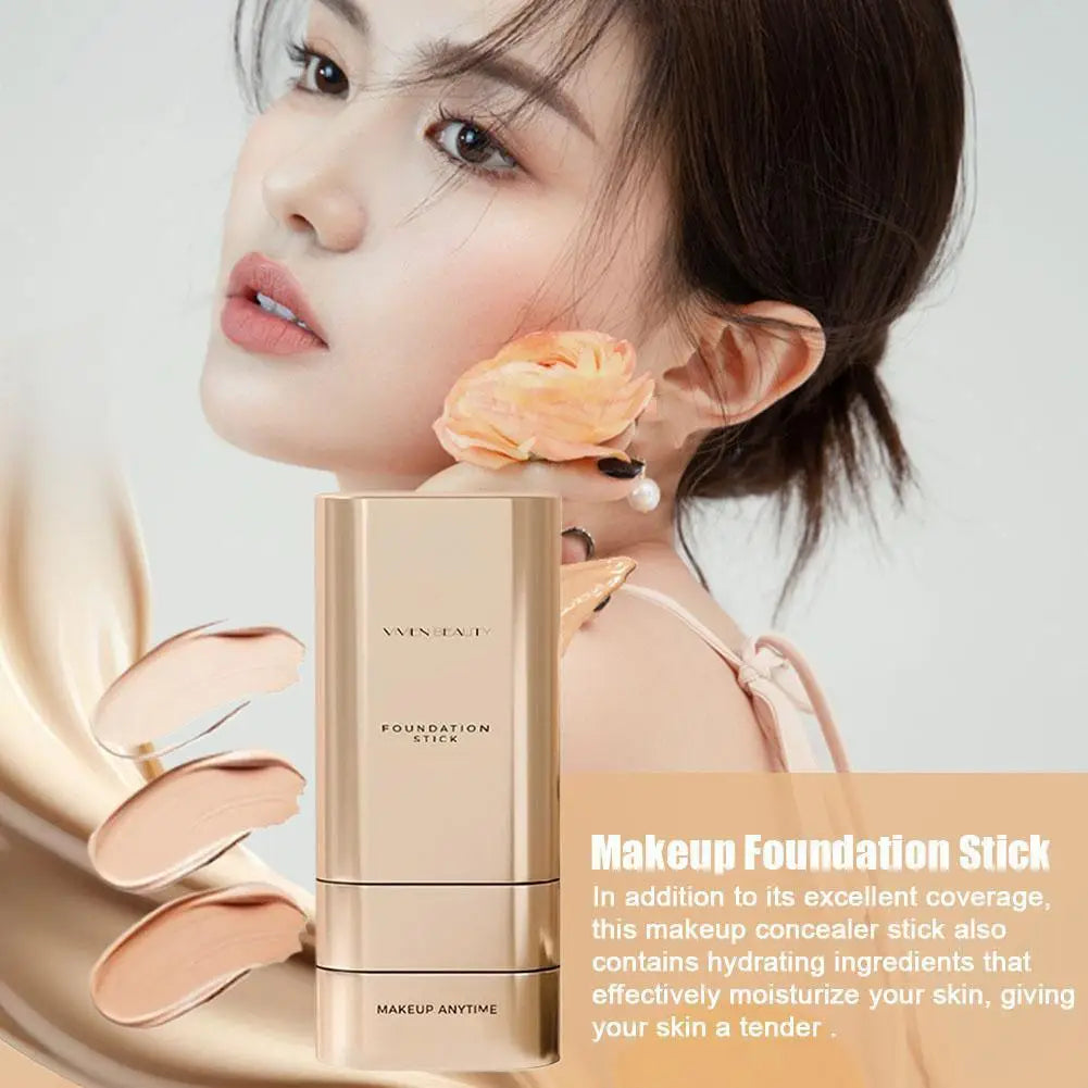 Blushimmer face foundation stick with brush, full coverage velvet concealer for dark circles and oil control on facial skin.