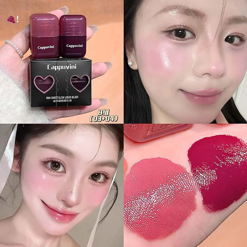 Blushimmer Cappuvini Mini Moisturizing Liquid Blush in energetic pink, Korean-style cheek rouge with easy application and long-lasting color.