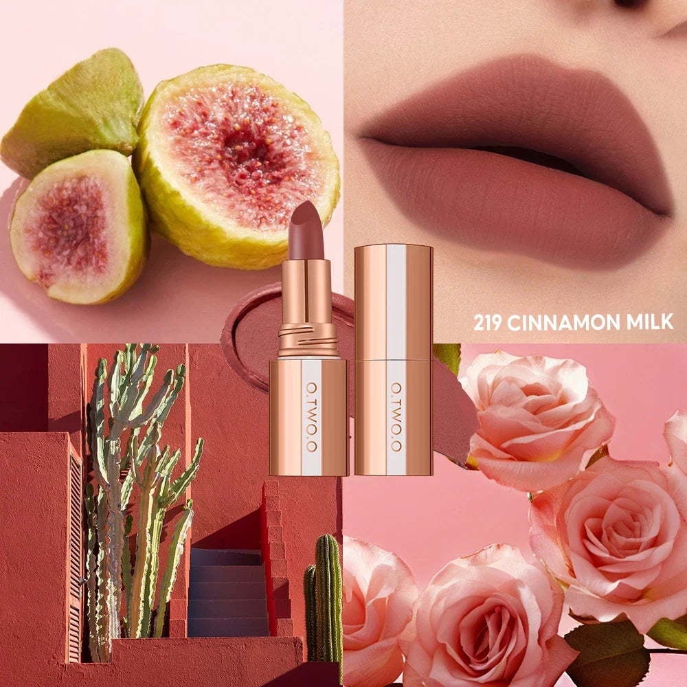 Blushimmer O.TWO.O Matte Lipstick Lip Tint in a vibrant 14-color palette, waterproof, long-lasting, and highly pigmented velvet lipsticks.
