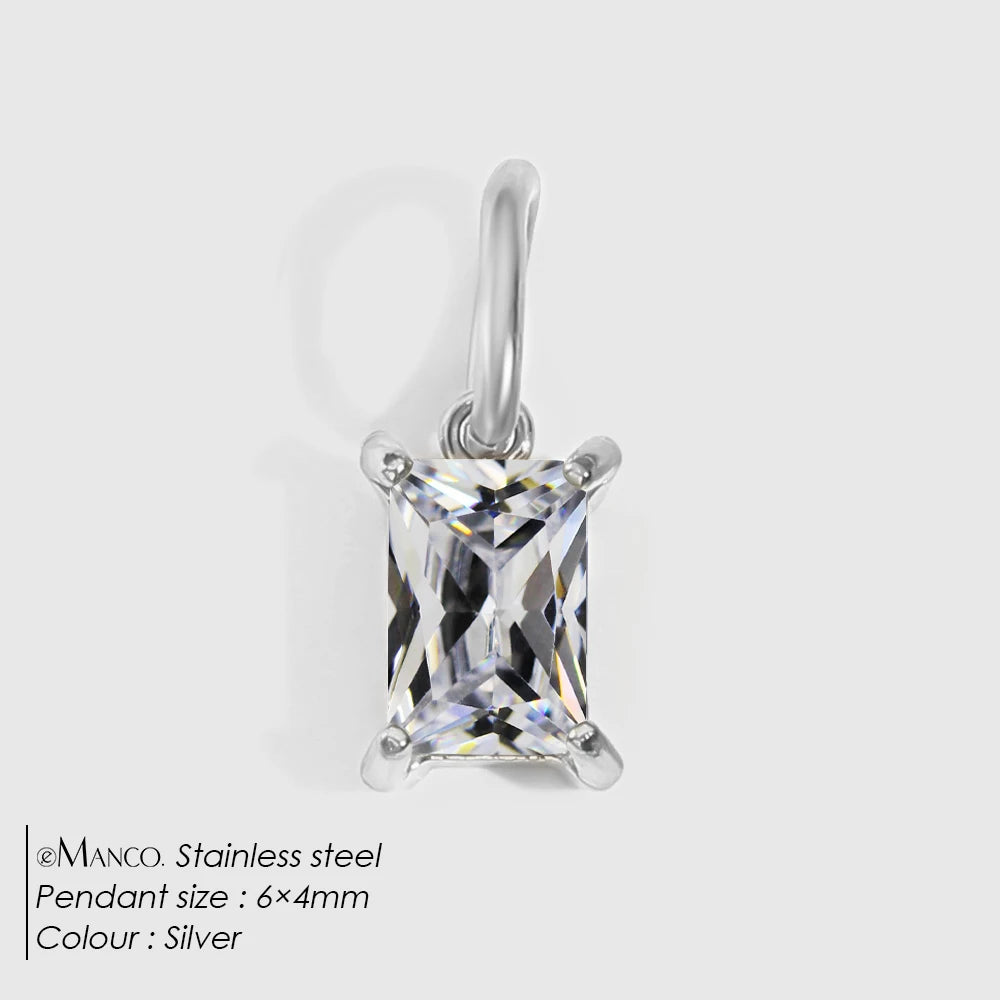 eManco 4 /6/8/10MM Stainless Steel Zircon Geometric Shape Charms Pendants Jewelry Making Supplies Diy Findings Accessories