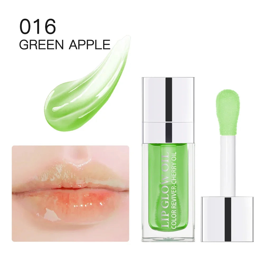 Blushimmer Crystal Jelly Moisturizing Lip Oil with a glossy, tinted finish and plumping effect on smooth lips.