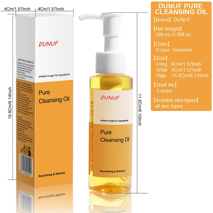 Blushimmer DUNUF 100ml cleansing oil with plant extracts for deep pore cleaning, moisturizing, and reducing blackheads on face.