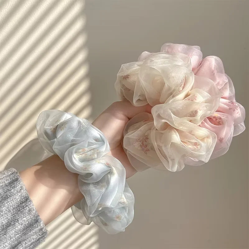 1/3 piece - Sweet summer net-like bob hairstyle large intestine hairband for women. Early spring hair tie, new trendy style, ele