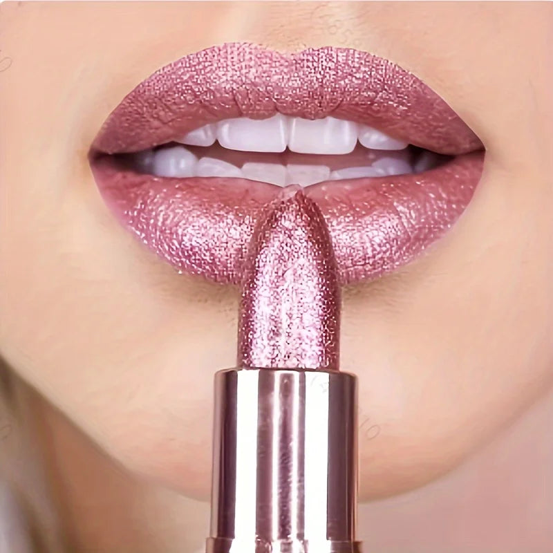 Blushimmer Rose Smoke Powder with glossy velvet finish, waterproof and anti-fouling, perfect for shiny, durable lip makeup.