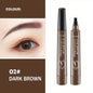 Blushimmer waterproof eyebrow pen with four split-head design for natural-looking brows, in five color options.