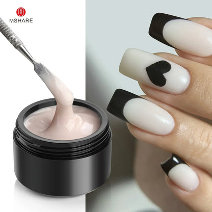 Blushimmer MSHARE 50ml pink gel builder for nail extension, UV/LED self-leveling gel, TPO free, suitable for natural nails.
