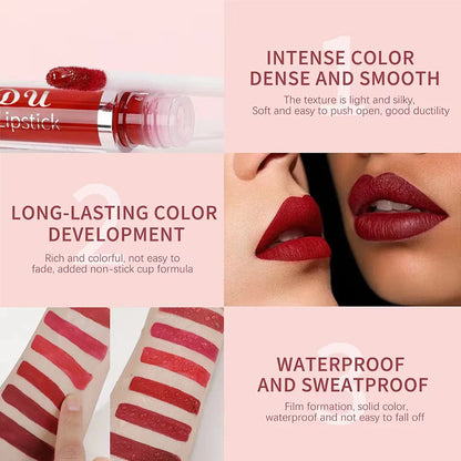CmaaDu 1 Pcs Matte Lip Gloss Liquid Lipstick- Lip Stains with Long-Lasting Waterproof,  Adult Age Range, Red Tones Easy to Color