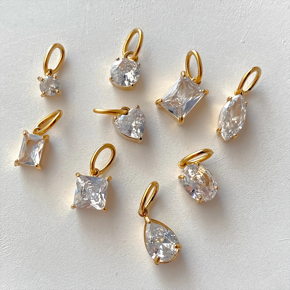eManco 4 /6/8/10MM Stainless Steel Zircon Geometric Shape Charms Pendants Jewelry Making Supplies Diy Findings Accessories