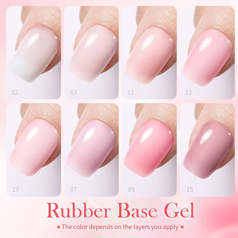 Blushimmer Born Pretty 15ml jelly nude rubber base gel in natural milky white, semi-permanent UV LED soak-off gel for nails.