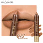 Blushimmer multi-color matte lipstick crayon with natural finish and high pigmentation for brown tones, long-lasting and easy to apply.