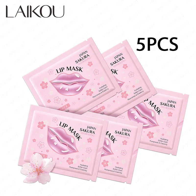 Blushimmer LAIKOU lip mask set with moisturizing gel patches for hydrating, repairing, and lightening lips in a natural lip care routine