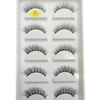Set of 5 natural 3D mink false eyelashes by Blushimmer, soft wispy and fluffy, featuring 9 stylish eye makeup lash styles.