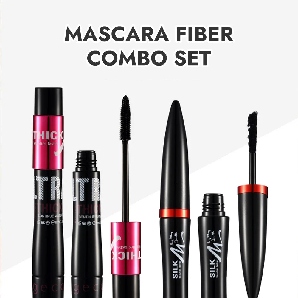 Blushimmer fiber mascara set with double tubes, waterproof and long-lasting, creating naturally curled, smudge-free eyelashes