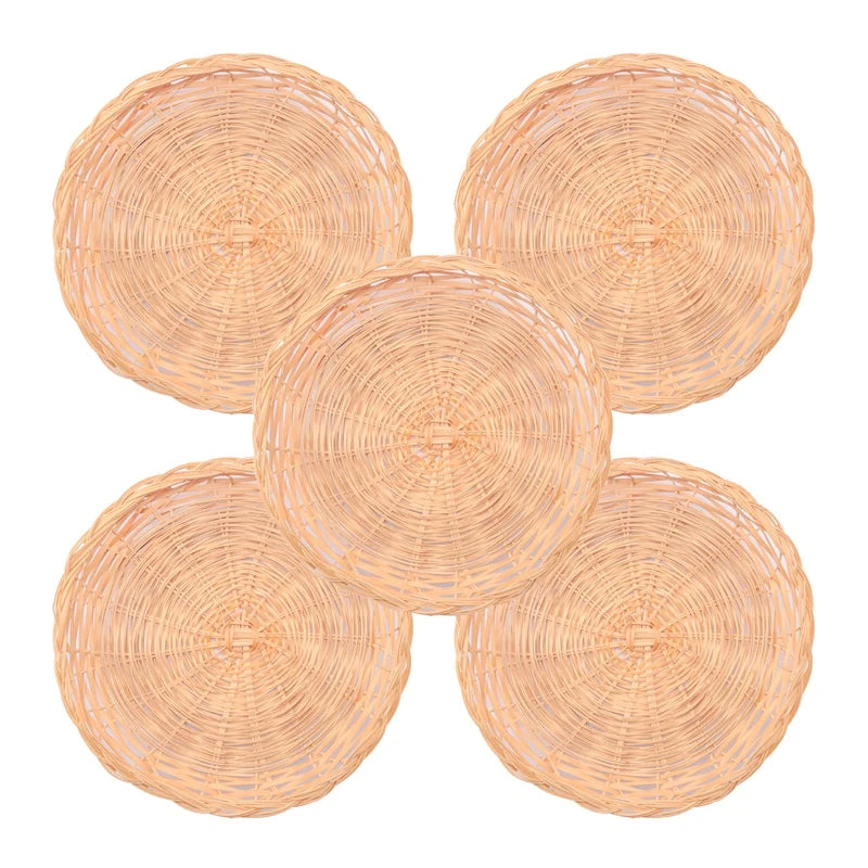 Bamboo Paper Plate Holder - 10 Inch Round Woven Plate Holder, Reusable Paper Plate Holders For Picnic Party