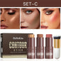 Blushimmer 4-piece contour stick set with highlighter and blush sticks, includes contour brush for creating facial contours