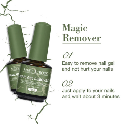 Blushimmer MEET ACROSS 15ml magic fast nail gel polish remover with UV soak-off, ideal for semi-permanent nail art removal tools