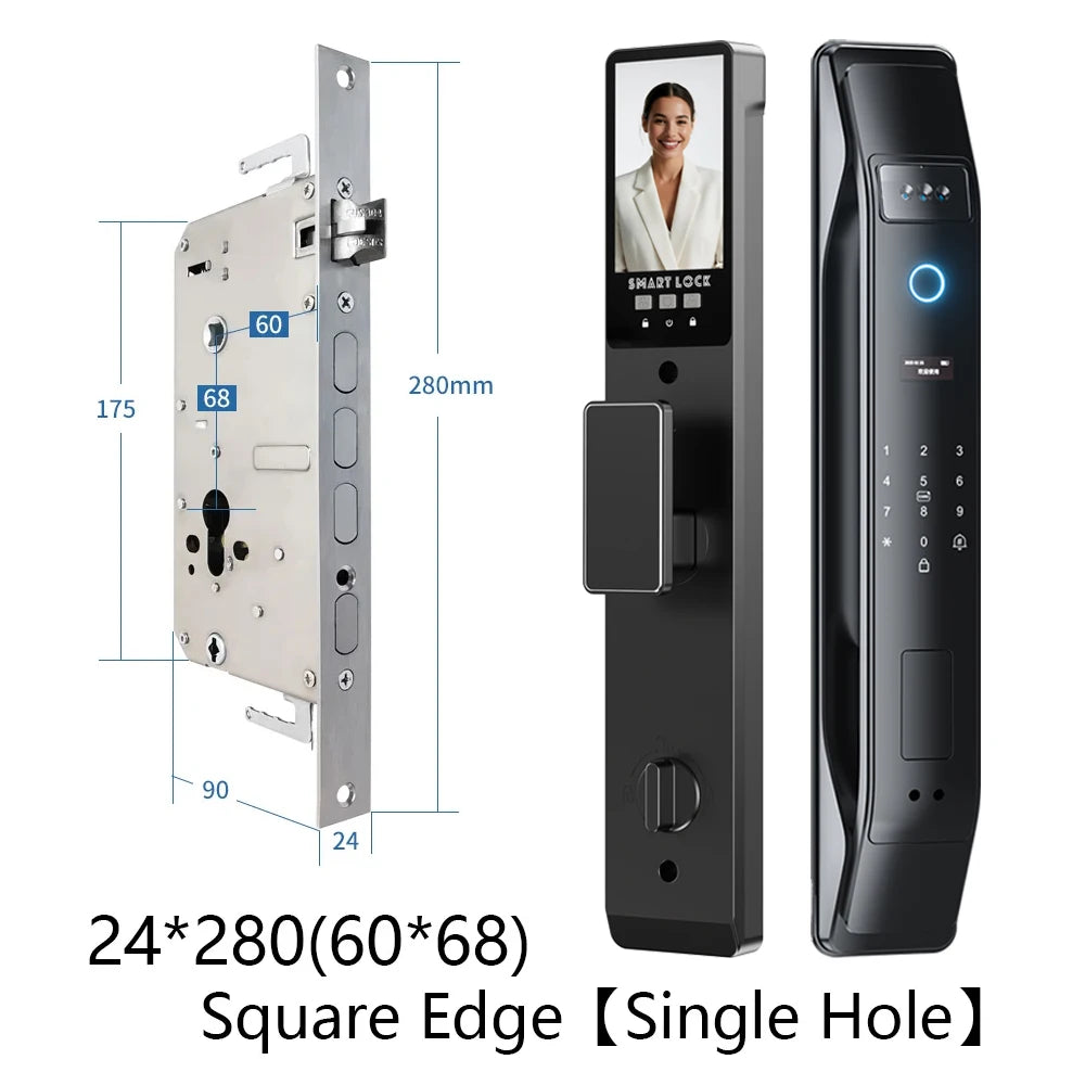 SANKESONG Tuya Smart 3D Face Door Lock Security Camera Monitor Intelligent Fingerprint Password Biometric Electronic Key Unlock
