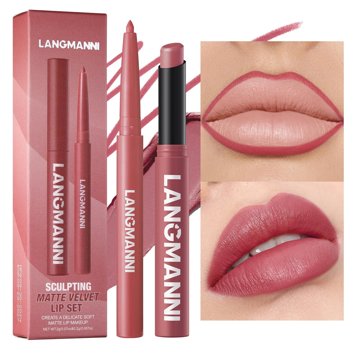 Blushimmer waterproof lipliner and lipstick set, no smudge or fade, with durable, easy-to-apply makeup look in a sleek design.