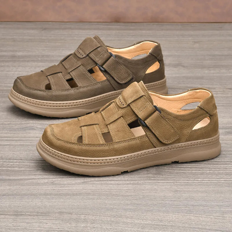 Cowhide Men's Shoes Work Shoes Are All Soft Genuine Leather Casual Walking Old-fashioned Men's sandal