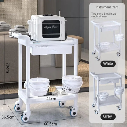 European Plastic Salon Trolleys with Wheels Auxiliary Tool Cart Designer Salon Furniture Beauty Salon Instrument Equipment Shelf