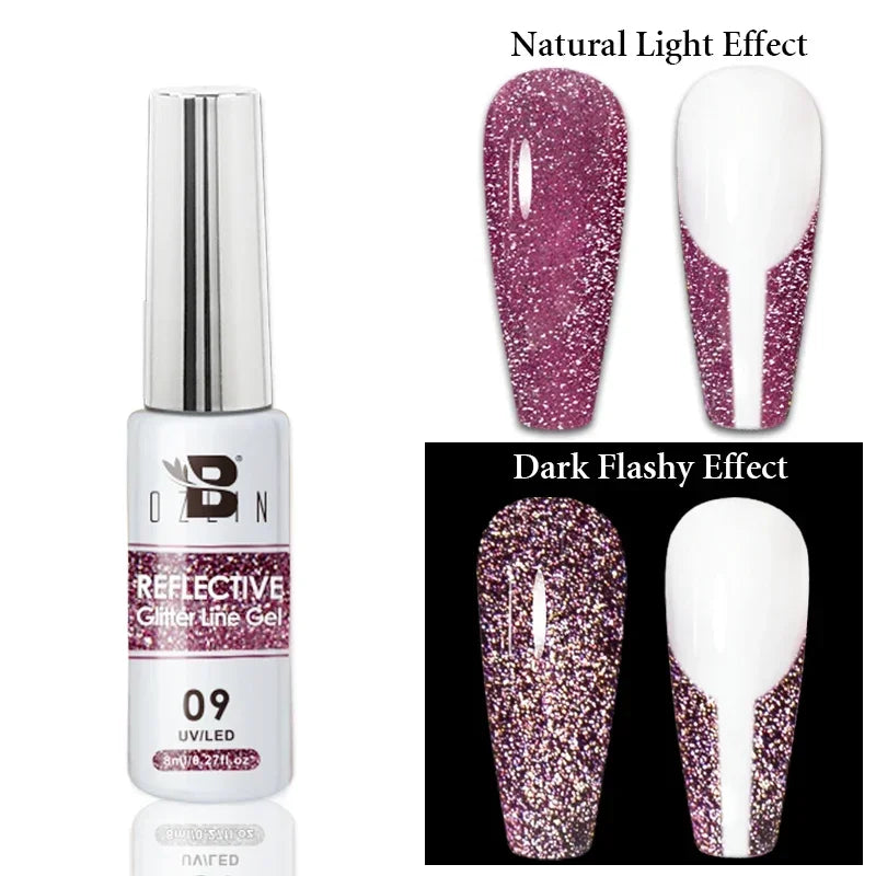 Blushimmer 5ML metallic gel polish in gold and silver with mirror chrome finish, perfect for UV LED semi-permanent nail art.