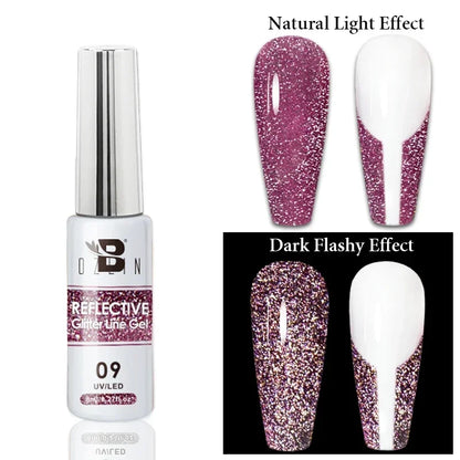 Blushimmer 5ML metallic gel polish in gold and silver with mirror chrome finish, perfect for UV LED semi-permanent nail art.
