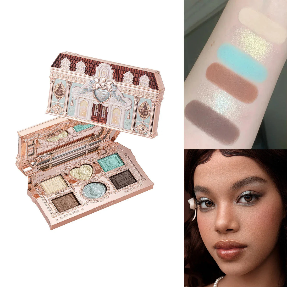 Blushimmer Flower Knows Chocolate Wonder-Shop 8-color eyeshadow palette with shades of brown and shimmer for versatile eye looks.