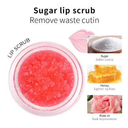 Blushimmer Vegan Fruit Lip Scrub and Lipstick duo featuring moisturizing sugar lip scrub and balm with customizable logo design