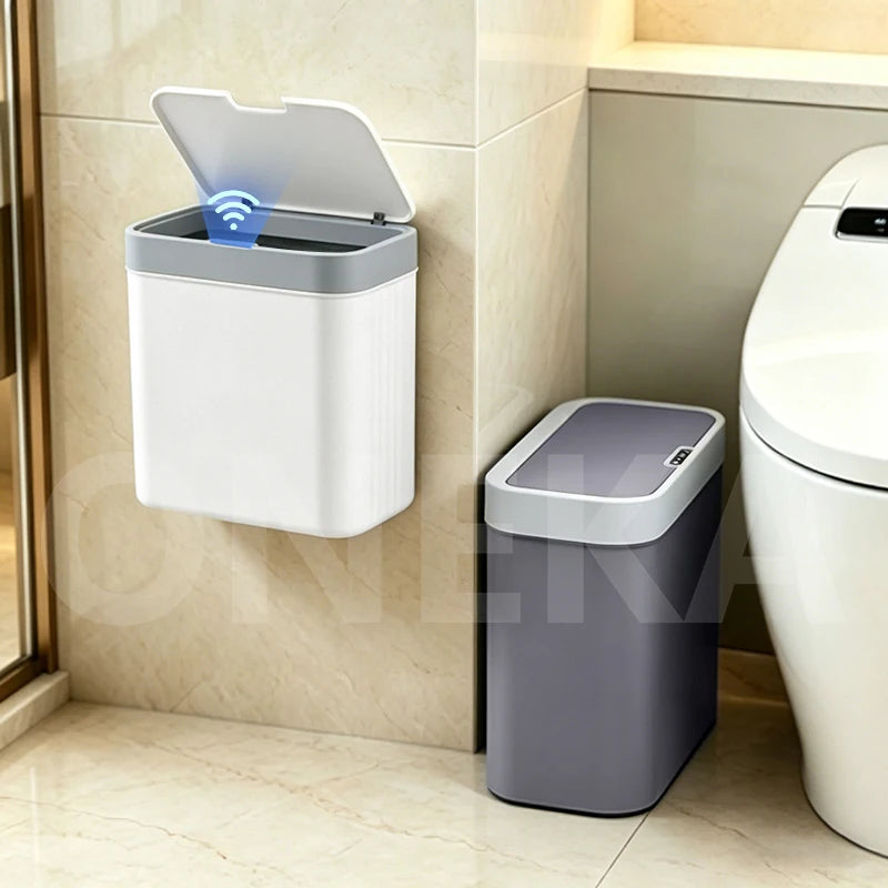 14L Smart Sensor Trash Can, Wall-Mounted with Hook ，Ideal for Bathroom Waste Disposal, Suitable  Bedroom, Kitchen, Living Room