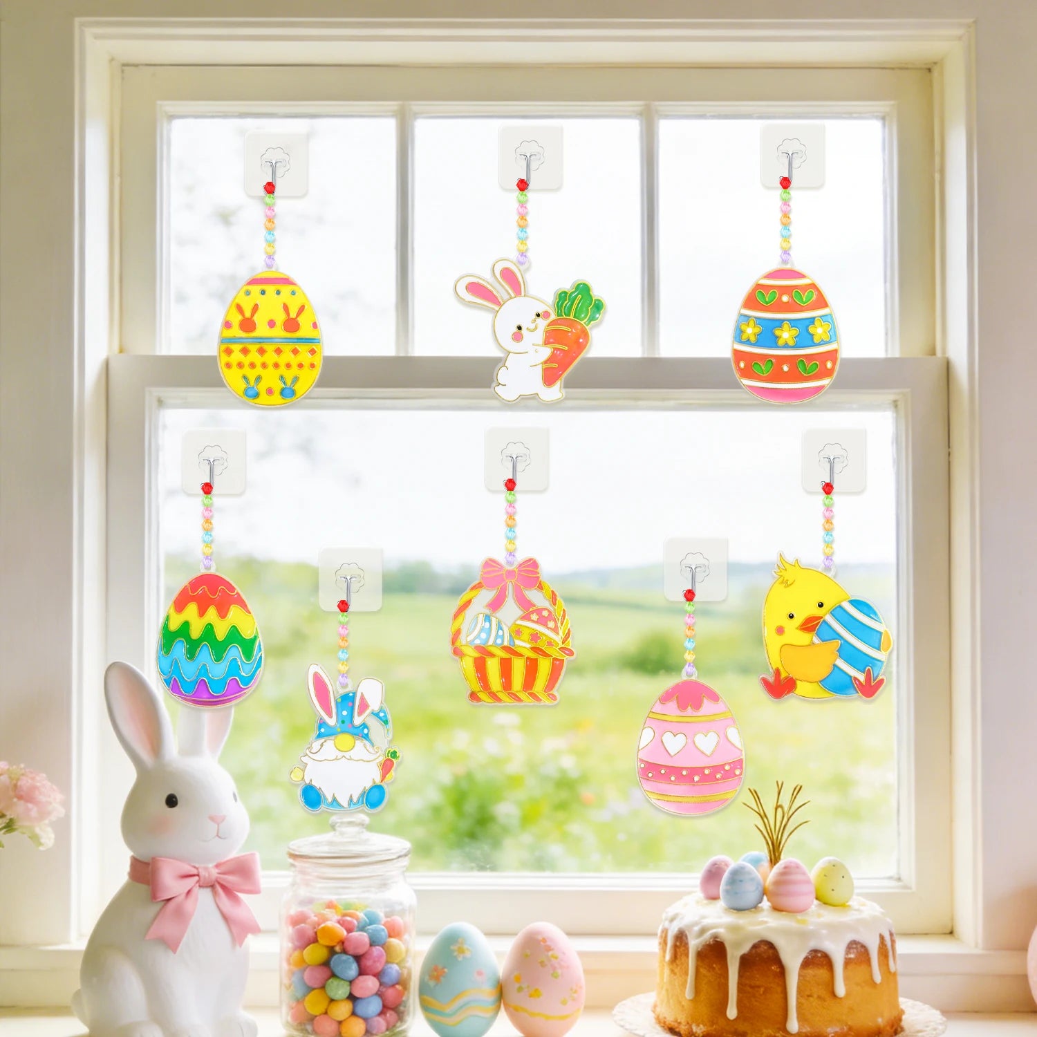 342 Pcs Easter Craft Kits, Create Your Own Easter Crafts for Easter Party, DIY Window Paint Art for Easter Holiday Decorations