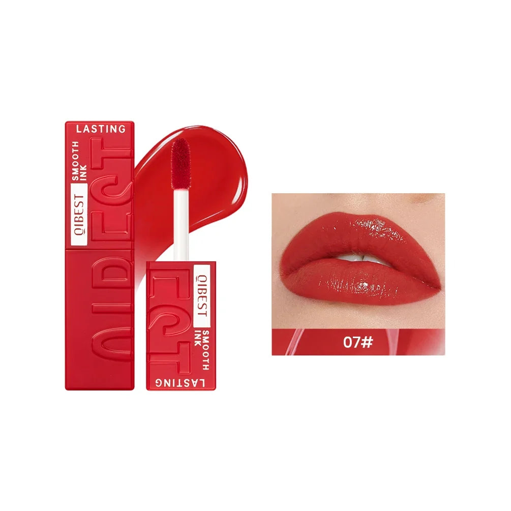 Blushimmer QIBEST 8-color watery lip gloss set with long-lasting, waterproof, moisturizing liquid lipstick and mirror for women.