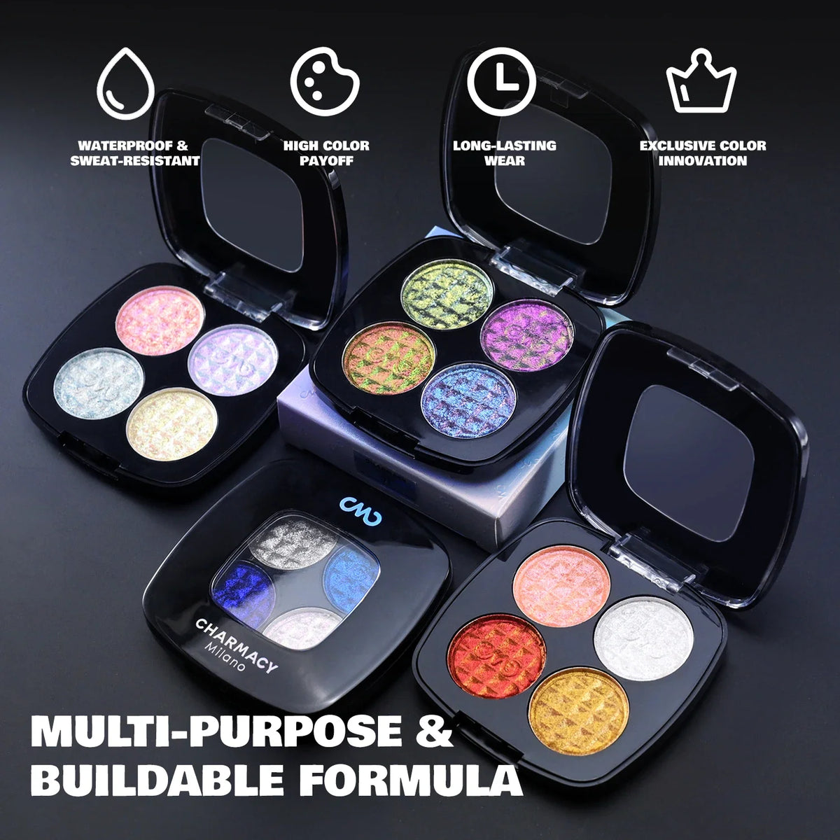 Charmacy 4 Colors Duochrome Eyeshadow Palette - Multichrome Shimmer