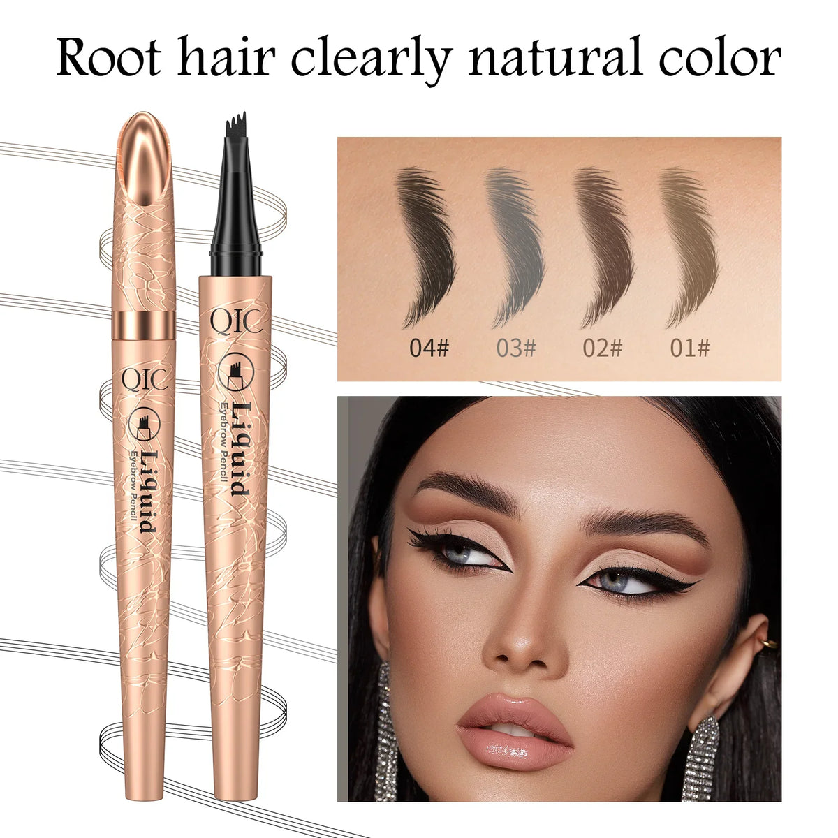 Blushimmer waterproof liquid eyebrow pencil with microblade tip for natural, long-lasting, smudge-proof eyebrow definition.