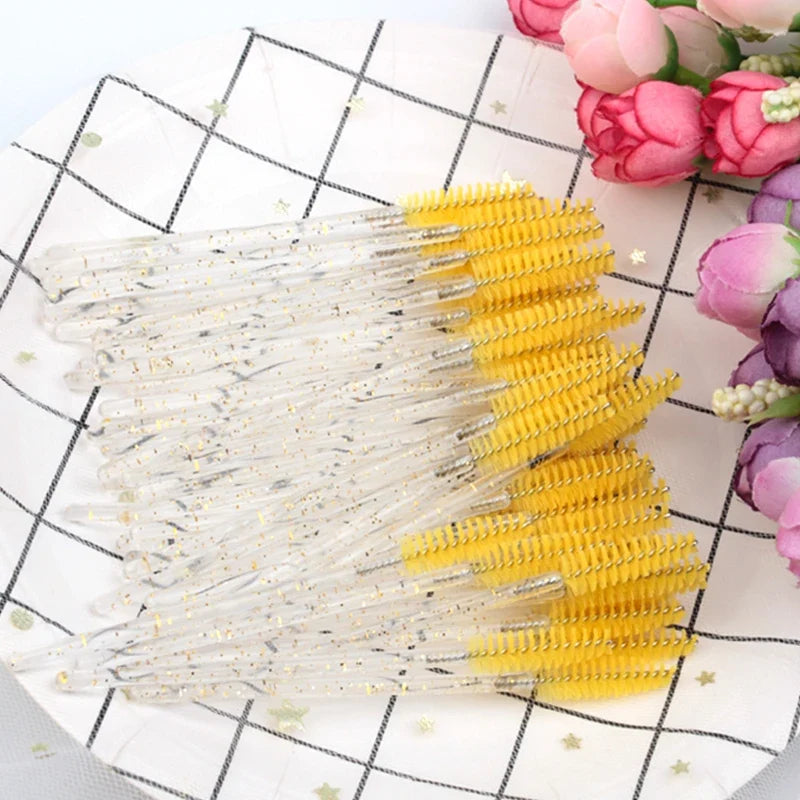 Set of 5/50 Blushimmer eyelash and eyebrow brushes with mascara wands and spoolers for false eyelash extensions and makeup application