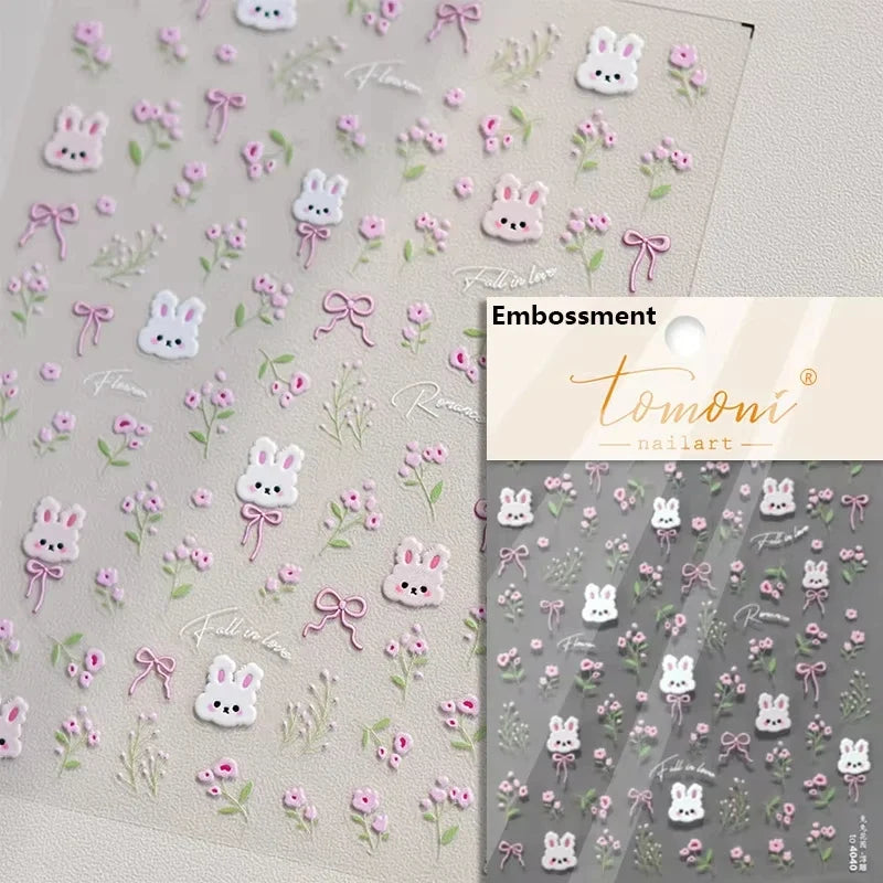Brown 5D Japanese Kawaii bear nail art stickers by Blushimmer, featuring cute cartoon animal self-adhesive decals for DIY nail decorations.