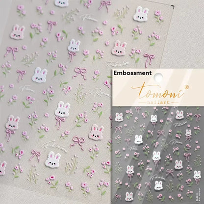 Brown 5D Japanese Kawaii bear nail art stickers by Blushimmer, featuring cute cartoon animal self-adhesive decals for DIY nail decorations.
