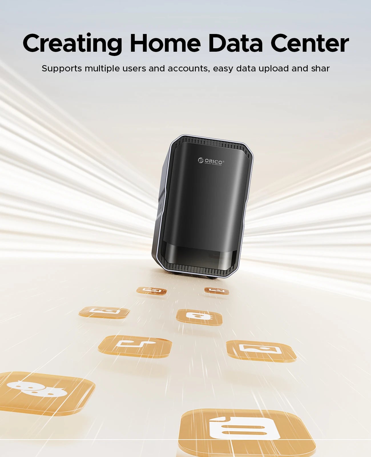 ORICO CyberData Home Storage NAS 2 bay Type-C NAS Multimedia Center Built-in WD RED HDD Hard Drive Data Encryption Remote Access