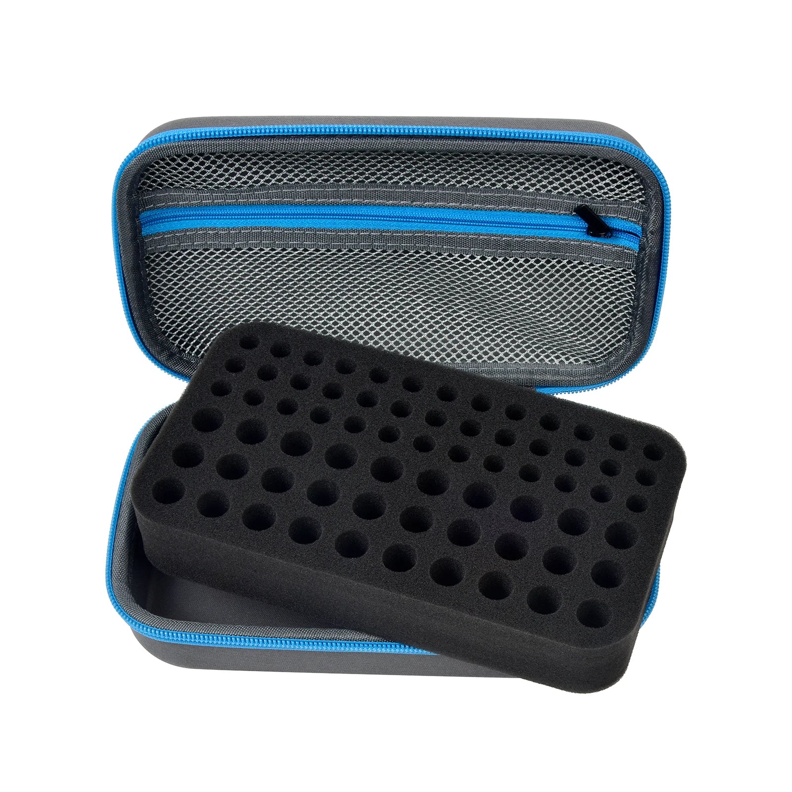 Battery Storage Bag - Holds 69+ AA/AAA/C/9V/3V Lithium Batteries,  Organizer with Foam Slots & Mesh Pocket, No Tester Included