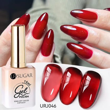 Blushimmer UR SUGAR 15ml translucent white jelly UV gel polish for semi-permanent nail art and soak-off gel varnish.
