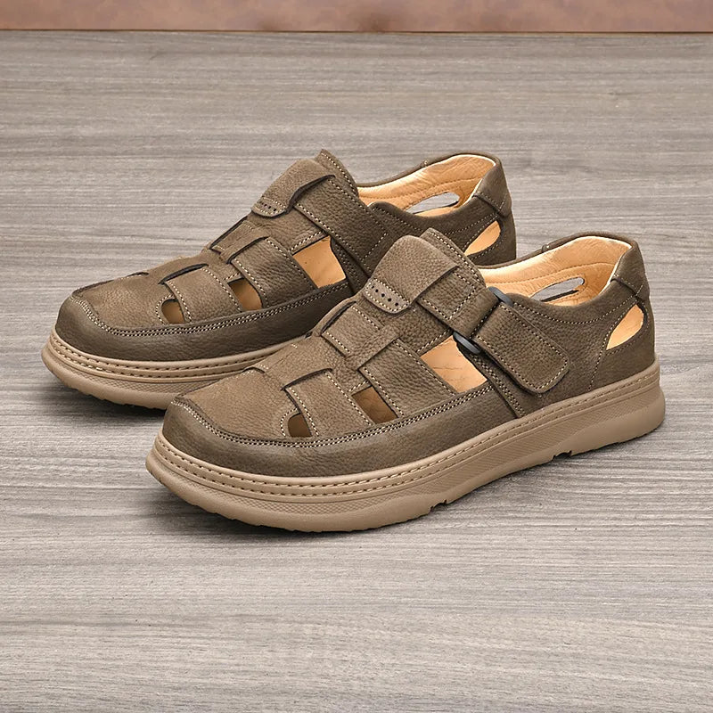 Cowhide Men's Shoes Work Shoes Are All Soft Genuine Leather Casual Walking Old-fashioned Men's sandal