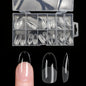 Blushimmer 120-piece full cover press-on nail tips in stiletto, almond, square, and coffin shapes for gel nail extensions.