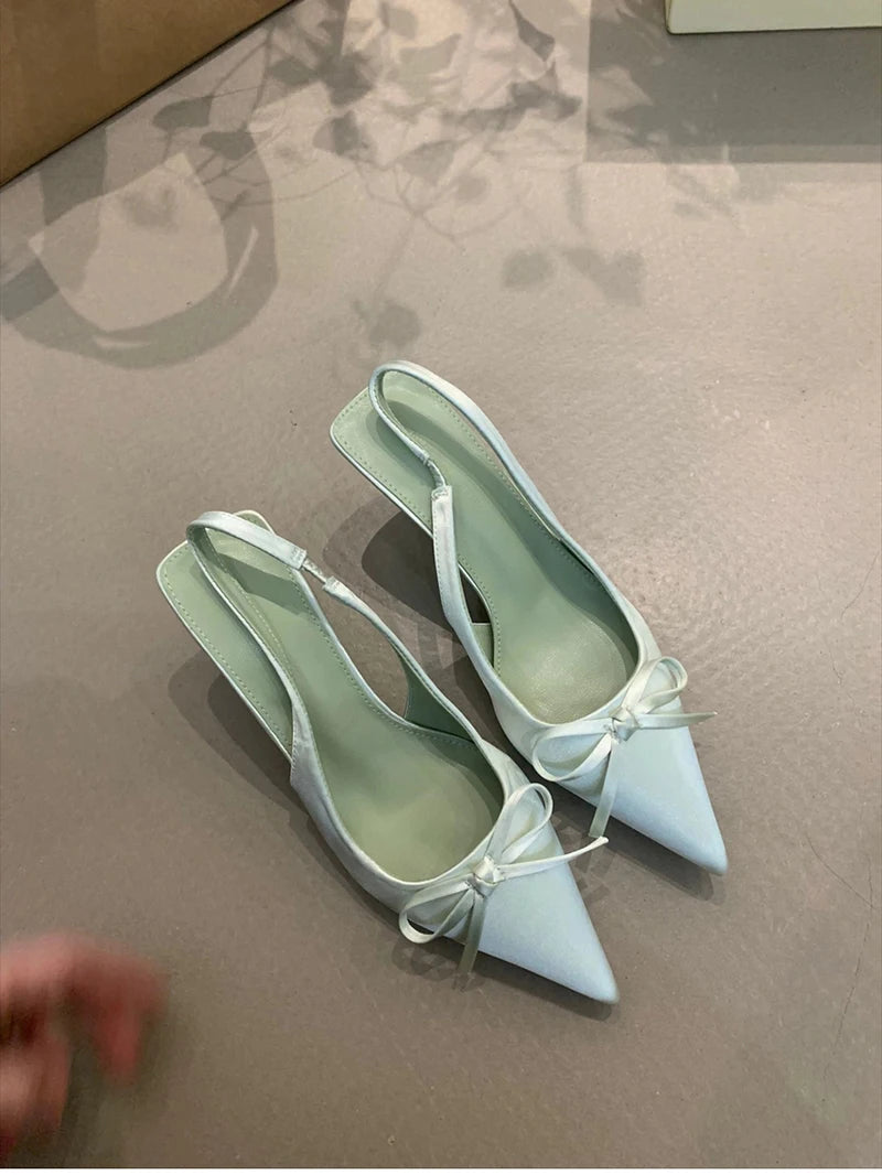 Summer Slip On High Heel Women Sandals Fashion Butterfly-knot Singbacks Pumps Stripper Party Female Sandalias