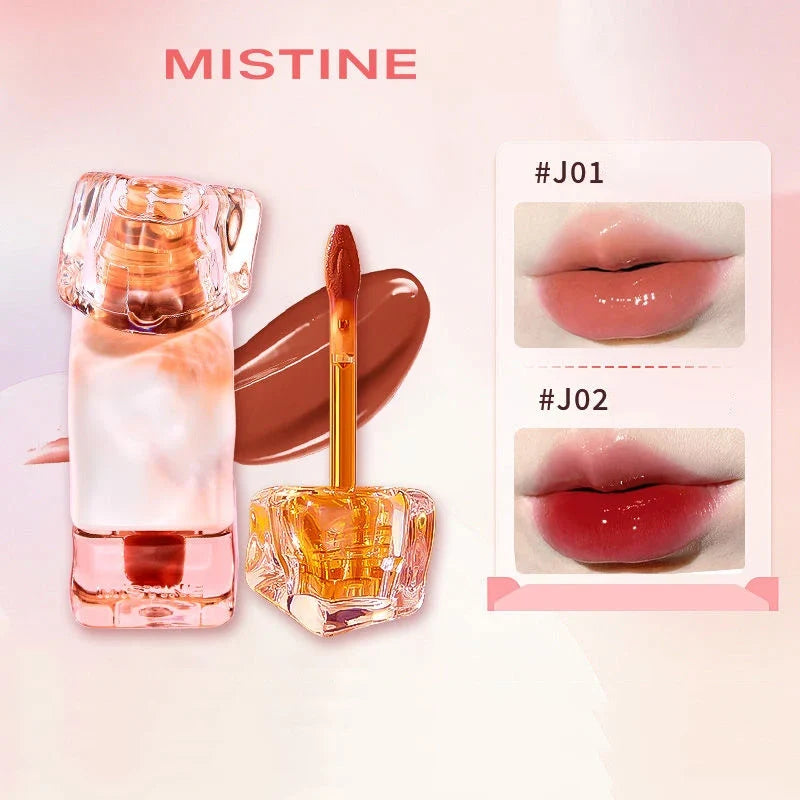 Blushimmer Mistine nude lipstick in a creamy, long-lasting matte lip glaze with mirror gloss finish, 2.9g.